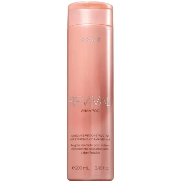 BRAE SHAMPOO REVIVAL 250ML" Shampoo reconstrutor para cabelos danificados. Limpa suavemente, repara e fortalece a fibra capilar, devolvendo brilho e vitalidade.